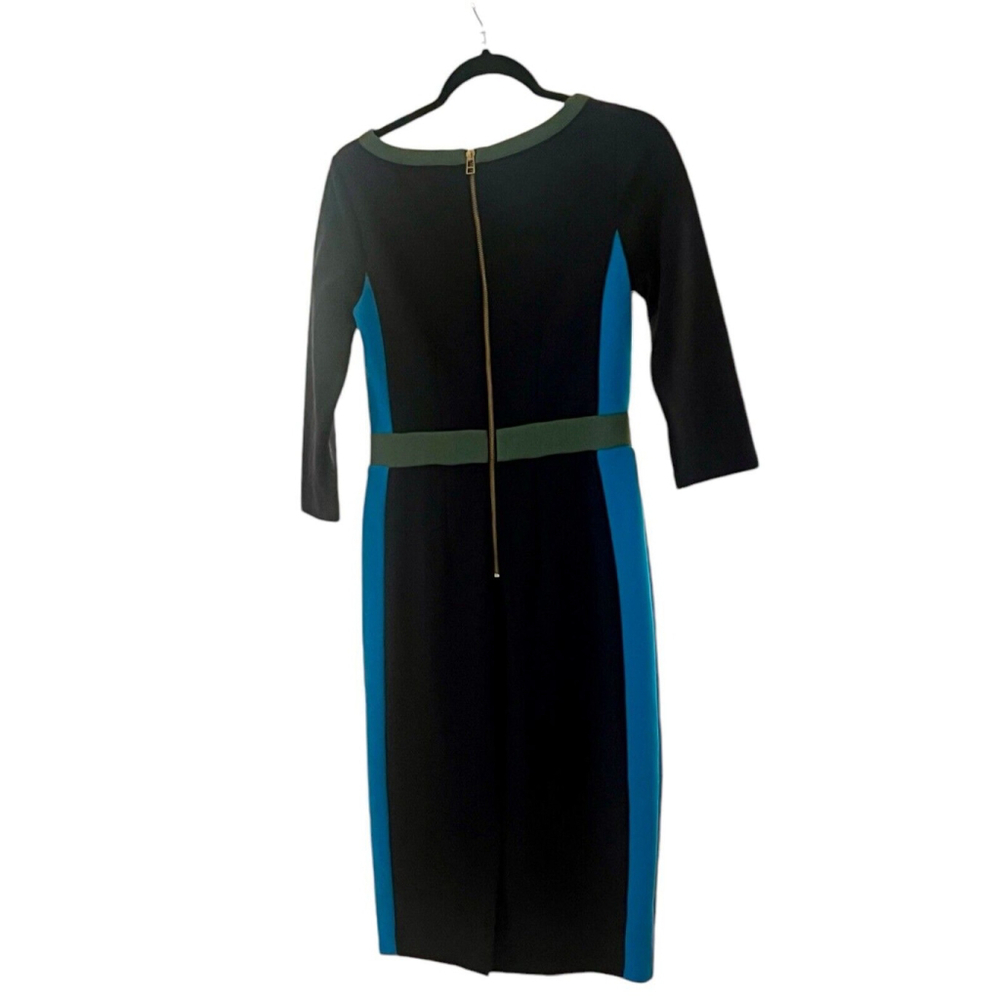 BODEN Leah Ottoman COLORBLOCK BLUE Green Lagoon Stretch sheath DRESS 4P NWT - Picture 6 of 8
